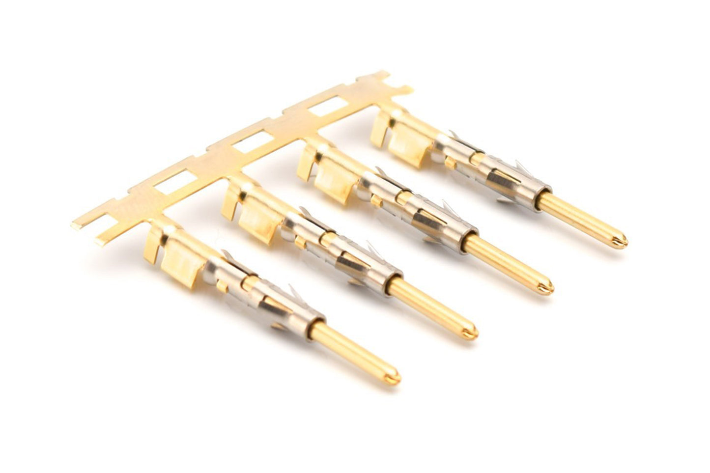 SP20M2G15 Pin Contact, Stamped, Size 16, Gold 15µ" over Nickel, Wire Range .34-.50mm², 22-20 AWG, with 3 Tangs. Reel of 3,000.