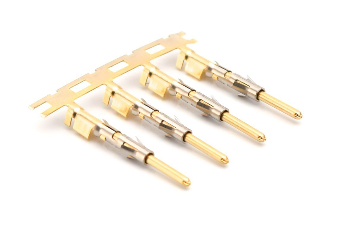 SP24M2G30 Pin Contact, Stamped, Size 16, Gold 30µ" over Nickel, Wire Range .14-.25mm², 26-24 AWG, with 3 Tangs