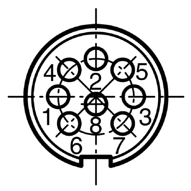 T 3507 009 Female Connectors front mounting, 8 contacts, 100 V, Termination: solder, Contact plating: silver plated