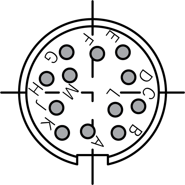 T 3625 528 Female Connectors with internal strain relief and clamping ring. Bayonet locking inside (mateable with locking outside). Contacts included.