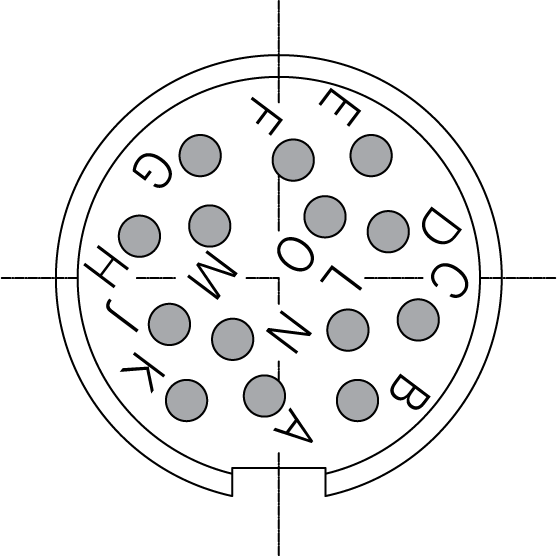 T 3649 502 Male Connectors with internal strain relief with clamping ring. Bayonet locking outside (mateable with locking inside). Contacts included.