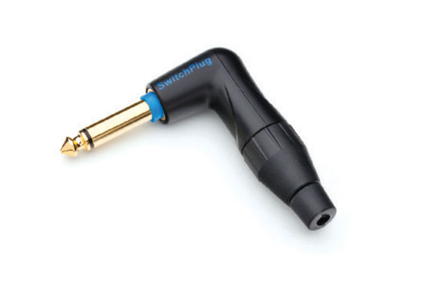 TM1RBJ-AU 1/4" Right Angle Switch Plug for Guitar,Male, Gold Plated Contacts,Thermoplastic Backshell, Black Finish