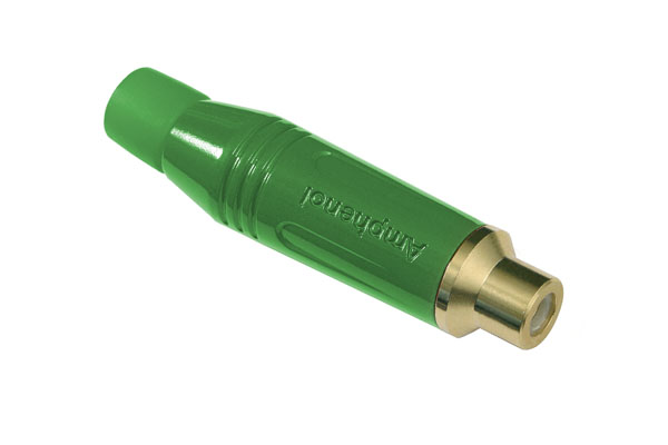 ACJR-GRNRCA Female Cable Connector,Musician Range, Diecast Shell, Gold Plated Contacts, Green Finish, Green Grommet