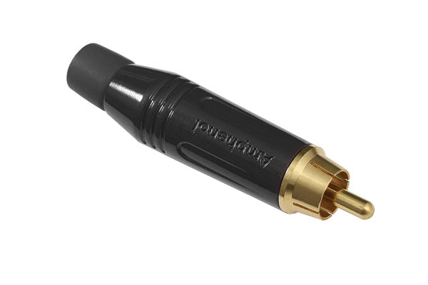 ACPR-BLKRCAMale Cable Connector, Gold Plated Contacts, Diecast Shell, Black Finish, Black Grommet. Comparable part no: NYS352BG