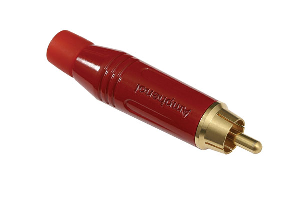 ACPR-REDRCAMale Cable Connector, Gold Plated Contacts, Diecast Shell, Red Finish, Red Grommet