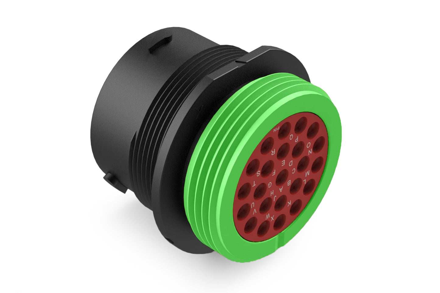 AHDP04-24-23PN-WTA 23 Position Receptacle, Pin, Shell Size 24, Normal Diameter Seal (Green Adapter), Wide Thread Adapter, Dustcap Included. HDP24-24-23PN-L024