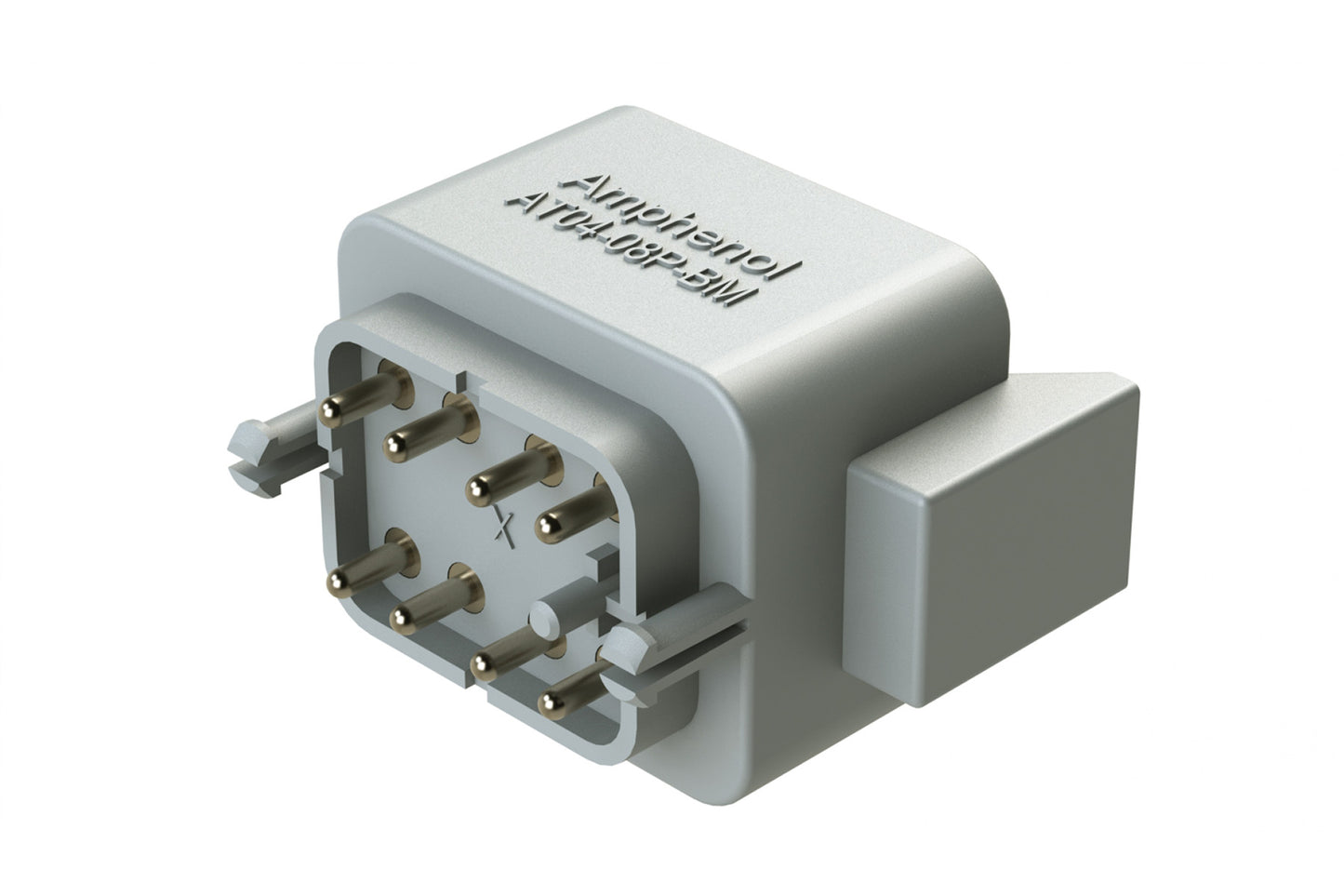 AT04-08PA-BM03 8 Position PCB Flangeless (Snap Fit) Board Mount Receptacle, Pin, Nickel Contact Plating, No Potting, Grey