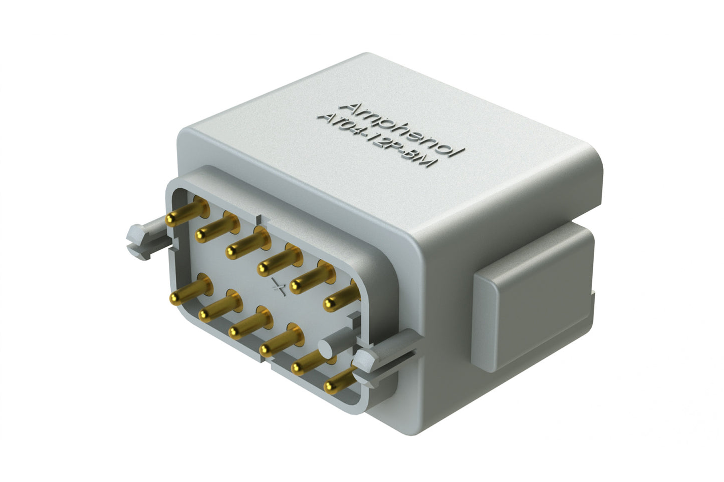 AT04-12PA-BM01 12 Position PCB Flangeless (Snap Fit) Board Mount Receptacle, Pin, Gold Plated Contacts Included, No Potting, Grey. DTF15-12PA-G003