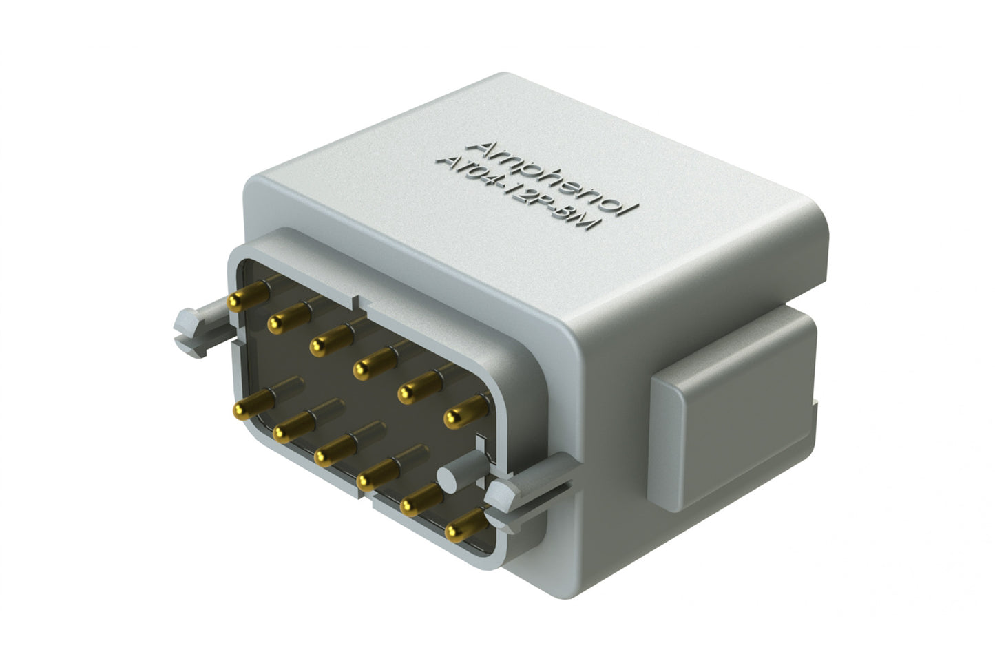 AT04-12PA-BM02 12 Position PCB Flangeless (Snap Fit) Board Mount Receptacle, Pin, Gold Plated Contacts Included, Potting, Grey. DTF15-12PA-G003