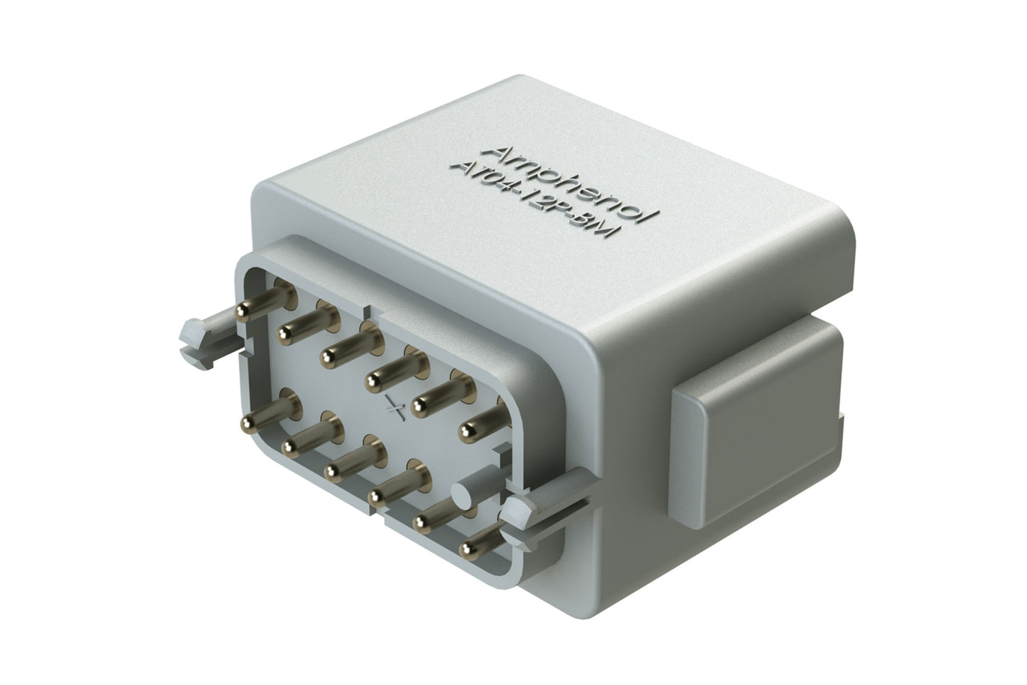 AT04-12PA-BM03 12 Position PCB Flangeless (Snap Fit) Board Mount Receptacle, Pin, Nickel Contact Plating, No Potting, Grey. DTF15-12PA