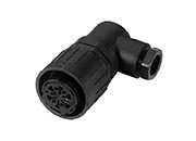 C016 10F012 004 2 12+PE Female cable connector with strain relief and clamping ring. For use with crimp contacts (sold separately).