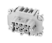 C146 10B006 500 1 6+PE Heavy duty female contact insert for turned crimp contacts. May be engaged or disengaged when live but without electrical load. Comparable Part No. 09330062702