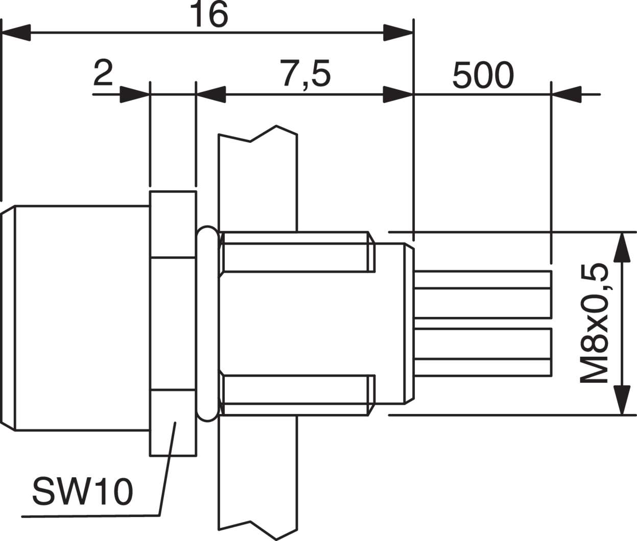 Actuator Sensor cable assembly|Panel connector|M 8|M 8