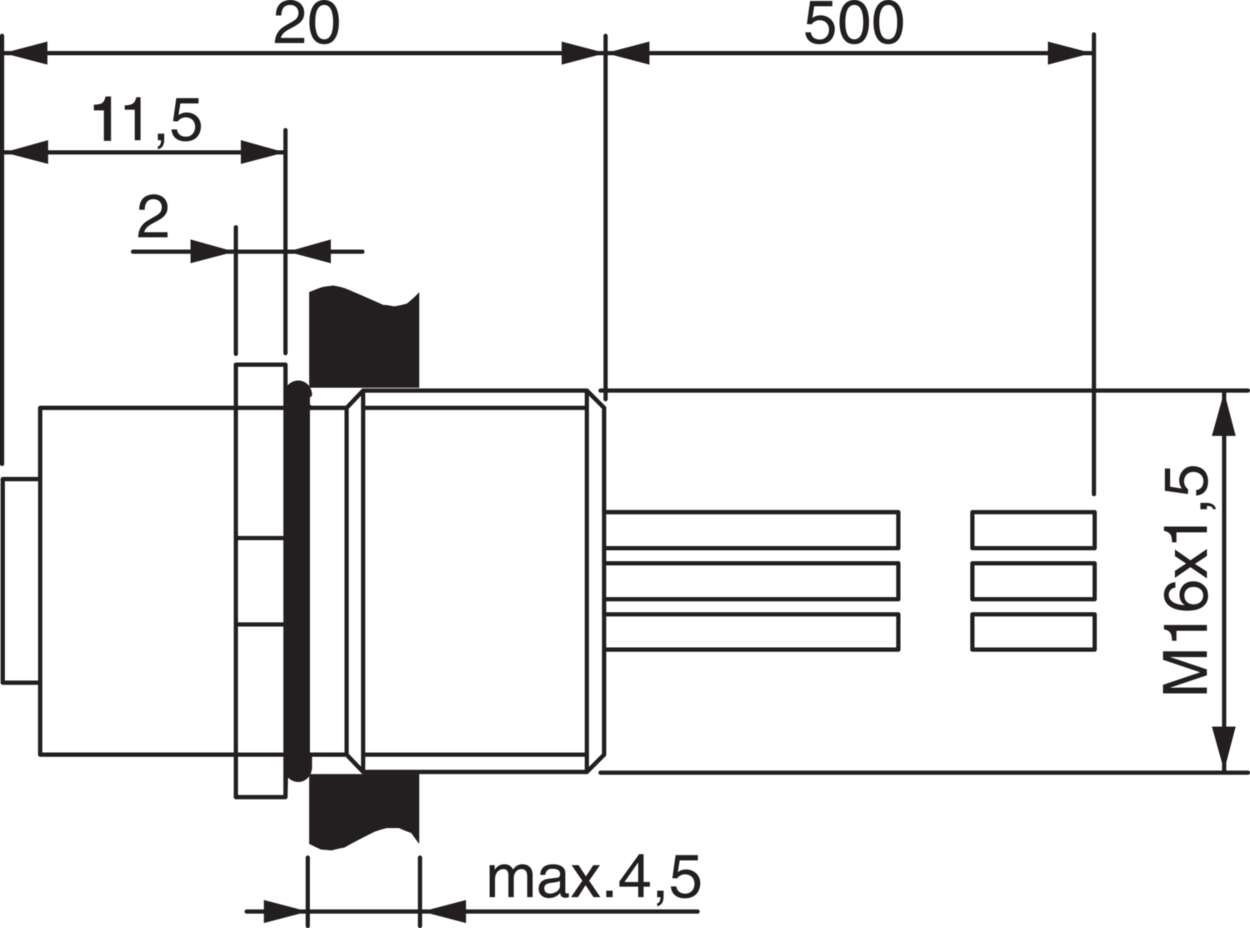 Actuator Sensor cable assembly|Panel connector|M 12|M 12
