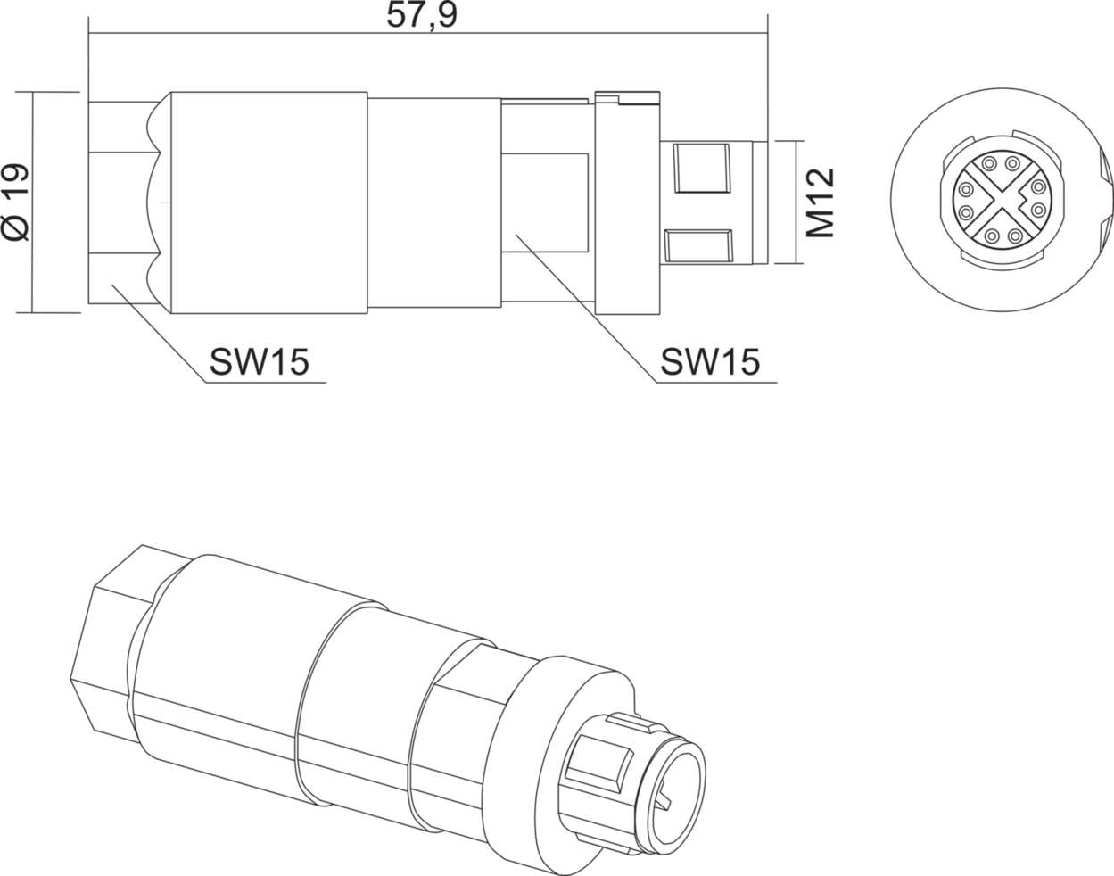 Actuator Sensor cable assembly|Configurable connector|M 12|M 12