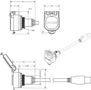 Actuator Sensor cable assembly|Panel connector|USB|USB