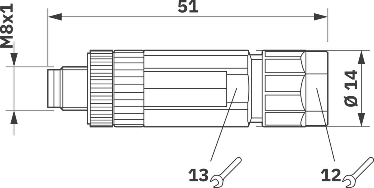 Actuator Sensor cable assembly|Configurable connector|M 8|M 8