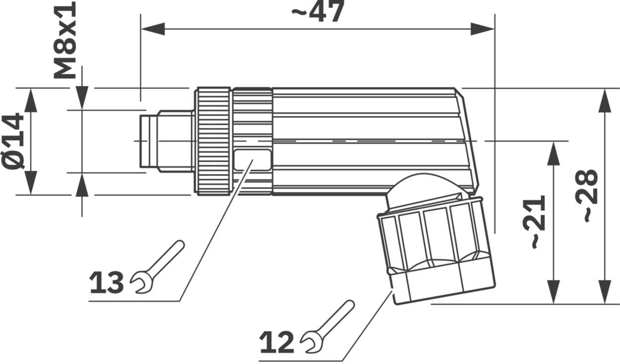 Actuator Sensor cable assembly|Configurable connector|M 8|M 8