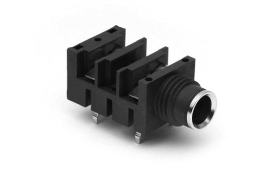 ACJM-HHDR 1/4" Single Horizontal PCB Phone Jack,Mono,Metal Bore,Metal Nut, PlasticThread