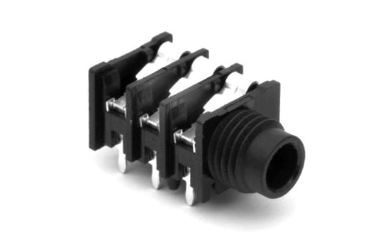 ACJM-HHOP 1/4" Single Horizontal PCB Phone Jack,Mono, Plastic Bore, Without Nut, PlasticThread