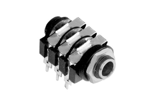 ACJM-MC 1/4" Horizontal PCB Phone Jack,Mono,Metal Bore,Metal Nut, PlasticThread, Solder Lug