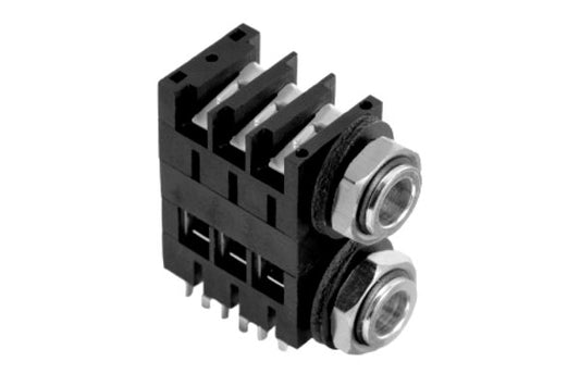 ACJM-MHD 1/4" Single Horizontal PCB Phone Jack,Mono,Metal Bore,Metal Nut, PlasticThread, Snap fit PCB