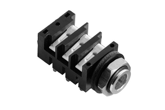 ACJM-MHDR 1/4" Single Horizontal PCB Phone Jack,Mono,Metal Bore,Metal Nut, PlasticThread