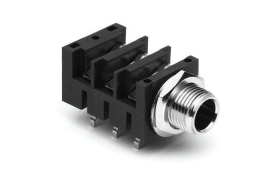 ACJM-MHDRM 1/4" Single Horizontal PCB Phone Jack,Mono,Metal Bore,Metal Nut,MetalThread
