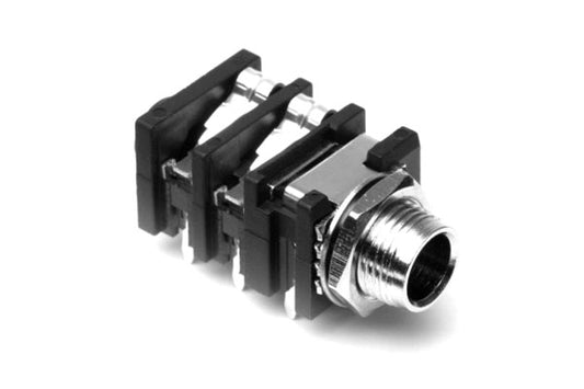 ACJM-MHOM 1/4" Single Horizontal PCB Phone Jack,Mono,Metal Bore,Metal Nut,MetalThread, Chassis Ground Connection