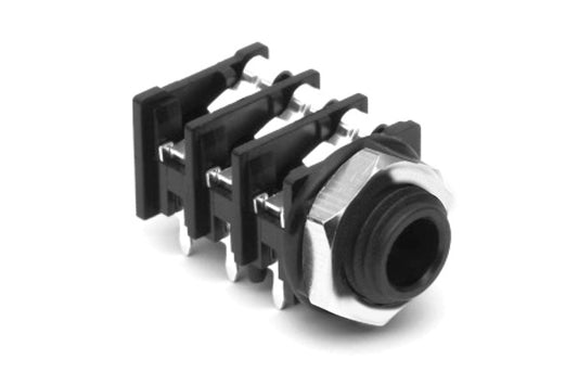 ACJM-MHOP 1/4" Single Horizontal PCB Phone Jack,Mono, Plastic Bore, Without Nut, PlasticThread