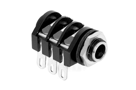 ACJM-MHS 1/4" Single Horizontal PCB Phone Jack,Mono,Metal Bore,Metal Nut, PlasticThread, Solder Lug