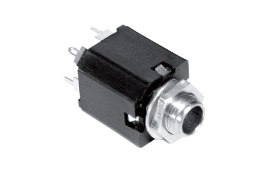 ACJM-MV-2 1/4" Single Vertical PCB Phone Jack,Mono (2 Channels),Metal Bore,Metal Nut,MetalThread