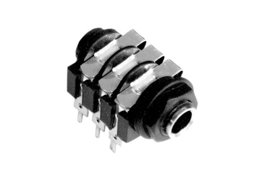ACJM-PC 1/4" Single Vertical PCB Phone Jack,Mono,Metal Bore, Plastic Nut, PlasticThread, Solder Lug
