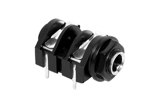 ACJM-PH 1/4" Single Vertical PCB Phone Jack,Mono,Metal Bore, Plastic Nut,MetalThread