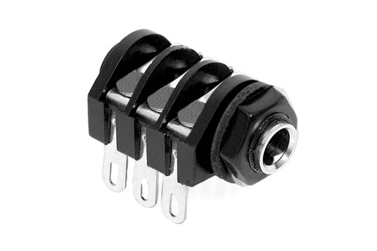 ACJM-PHS 1/4" Single Horizontal PCB Phone Jack,Mono,Metal Bore, Plastic Nut, PlasticThread, Solder Lug