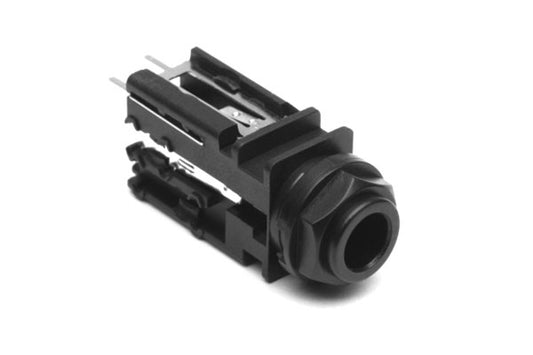 ACJM-PVB-2 1/4" Single Vertical PCB Phone Jack,Mono (2 Channels), Plastic Bore, Plastic Nut, PlasticThread. Comparable part no: NJ2FD-V