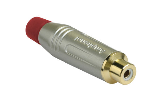 ACJR-SRDRCA Female Cable Connector, Gold Plated Contacts, Diecast Shell, Satin Finish, Red Grommet