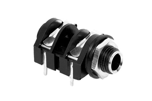 ACJS-MH 1/4" Single Stereo Phone Jack, Horizontal PCB,Metal Bore,Metal Nut, PlasticThread