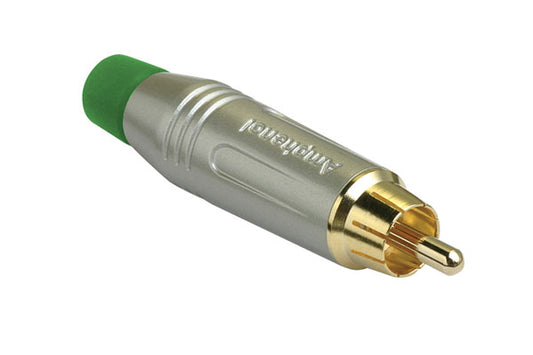 ACPR-SGRRCAMale Cable Connector, Gold Plated Contacts, Diecast Shell, Satin Finish, Green Grommet