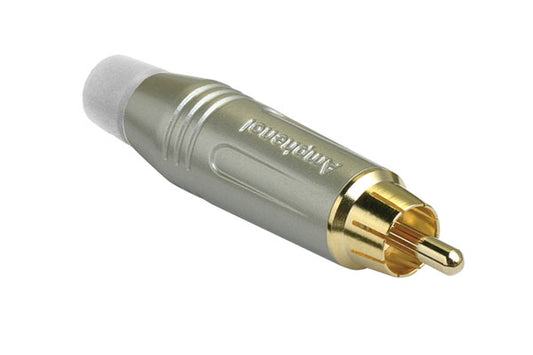 ACPR-SWHRCAMale Cable Connector, Gold Plated Contacts, Diecast Shell, Satin Finish, White Grommet