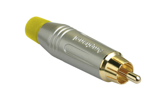 ACPR-SYLRCAMale Cable Connector, Gold Plated Contacts, Diecast Shell, Satin Finish, Yellow Grommet