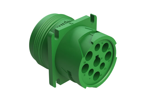 AHD10-9-1939PR-P080 9 Position Square Flange Receptacle, J1939 Type 2, Reduced Diameter Seal