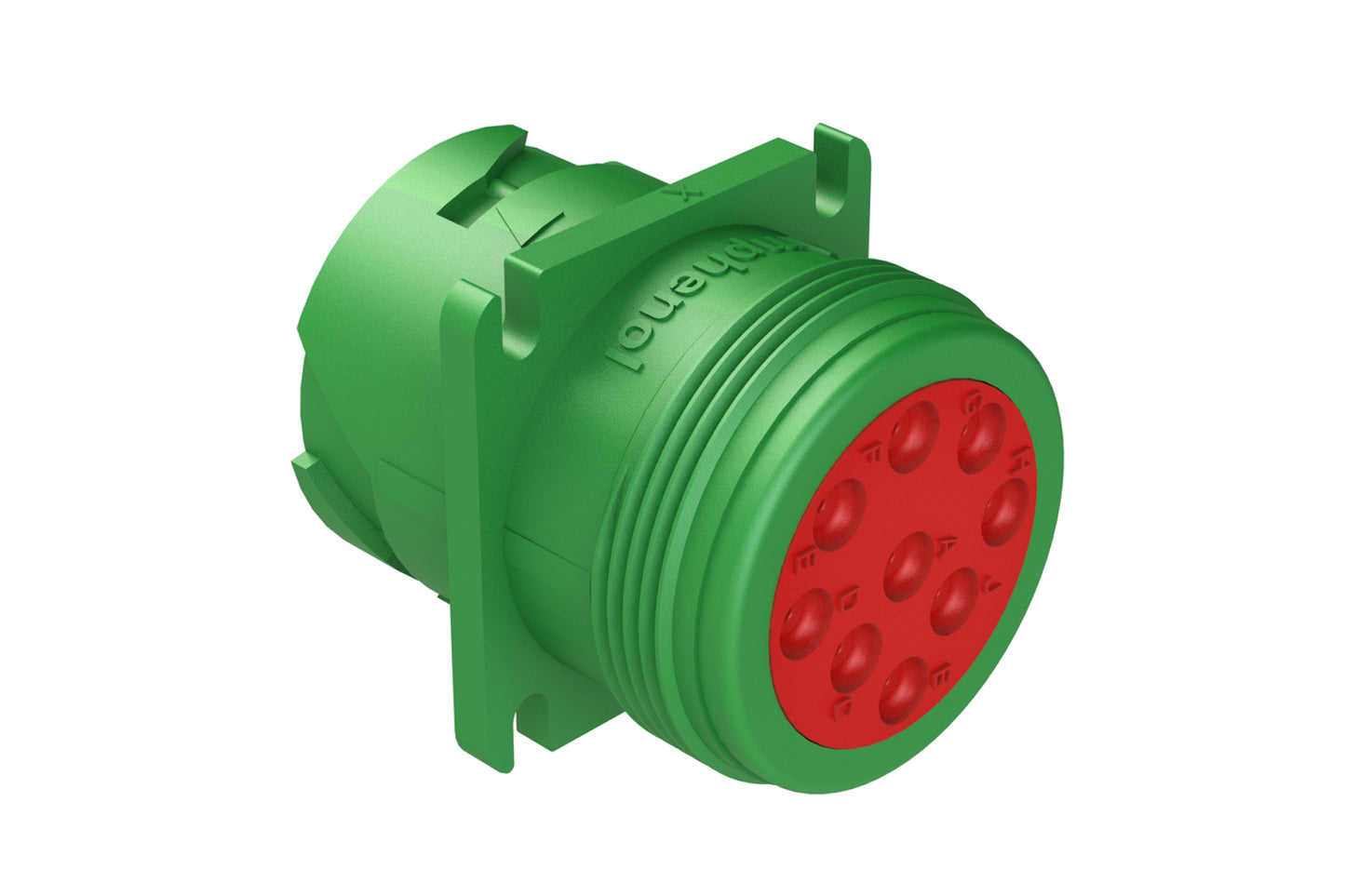AHD10-9-1939PR-P080 9 Position Square Flange Receptacle, J1939 Type 2, Reduced Diameter Seal
