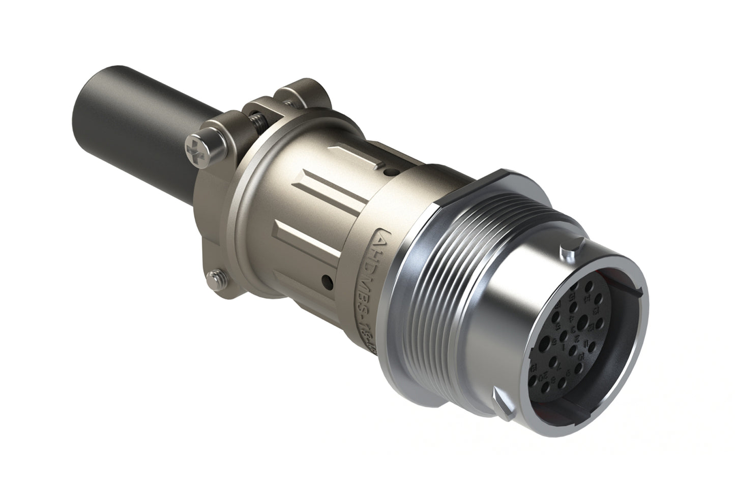 AHDM04-18-20SN-059 20 Position Receptacle Kit, Shell Size 18, Socket, Standard Seal, Wide Thread, Cable Clamp Backshell. HD34-18-20SN-059