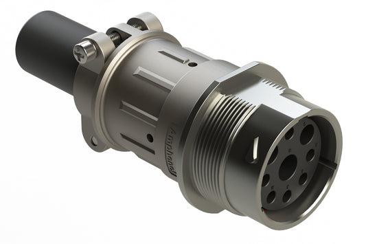 AHDM04-24-09SN-059 9 Position Receptacle Kit, Shell Size 24, Socket, Normal Diameter Seal (Green Adapter), Wide Thread, Cable Clamp Backshell. HD34-24-9SN-059