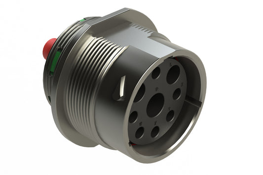 AHDM04-24-09SN 9 Position Receptacle, Socket, Shell Size 24, Normal Diameter Seal (Green Adapter), Wide Thread. HD34-24-9SN