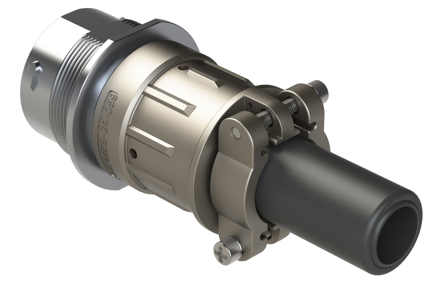 AHDM04-24-14PR-059 14 Position Receptacle, Pin, Shell Size 24, Reduced Diameter Seal (Blue Adapter), Cable Clamp Backshell, Break-Away. HD34-24-14PE-059