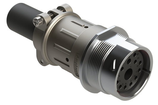 AHDM04-24-14SN-059 14 Position Receptacle, Socket, Shell Size 24, Normal Diameter Seal (Green Adapter), Cable Clamp Backshell, Break-Away. HD34-24-14SN-059