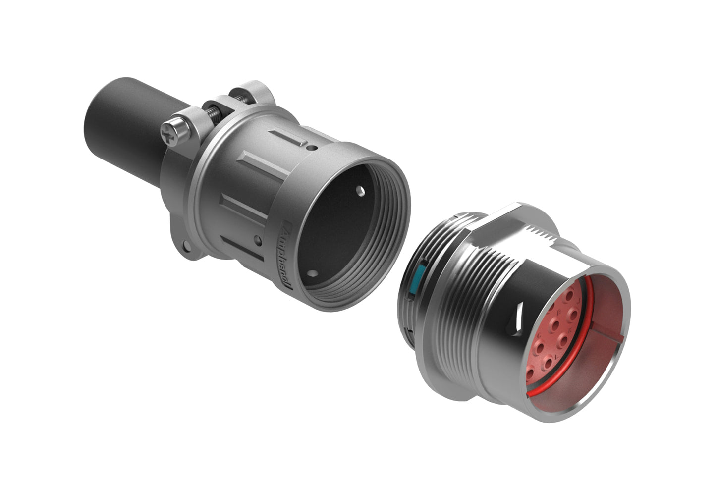 AHDM04-24-16PR-059 16 Position Receptacle Kit, Shell Size 24, Pin, Reduced Diameter Seal, Wide Thread, Cable Clamp Backshell. HD34-24-16PE-059