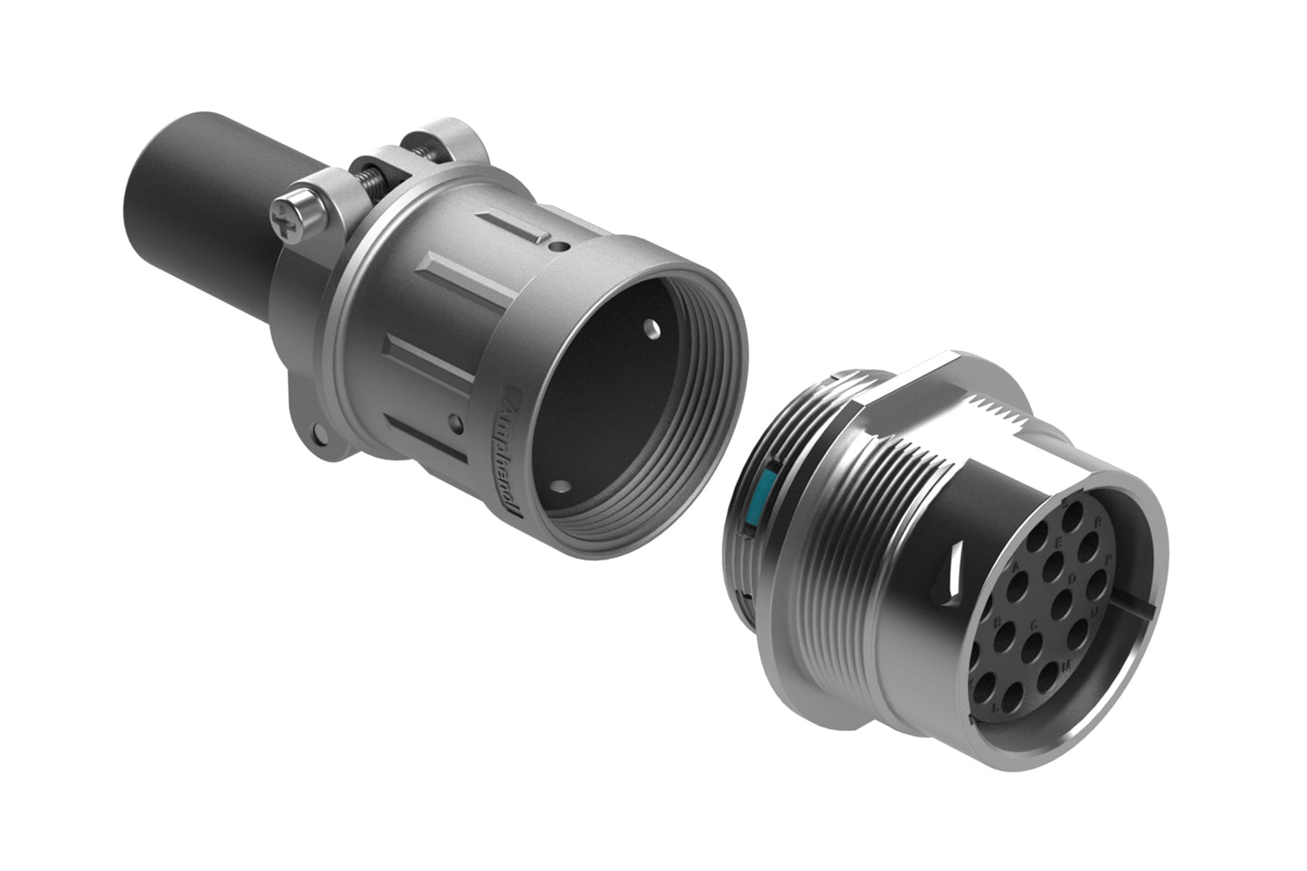 AHDM04-24-16SR-059 16 Position Receptacle Kit, Shell Size 24, Socket, Reduced Diameter Seal, Wide Thread, Cable Clamp Backshell. HD34-24-16SE-059